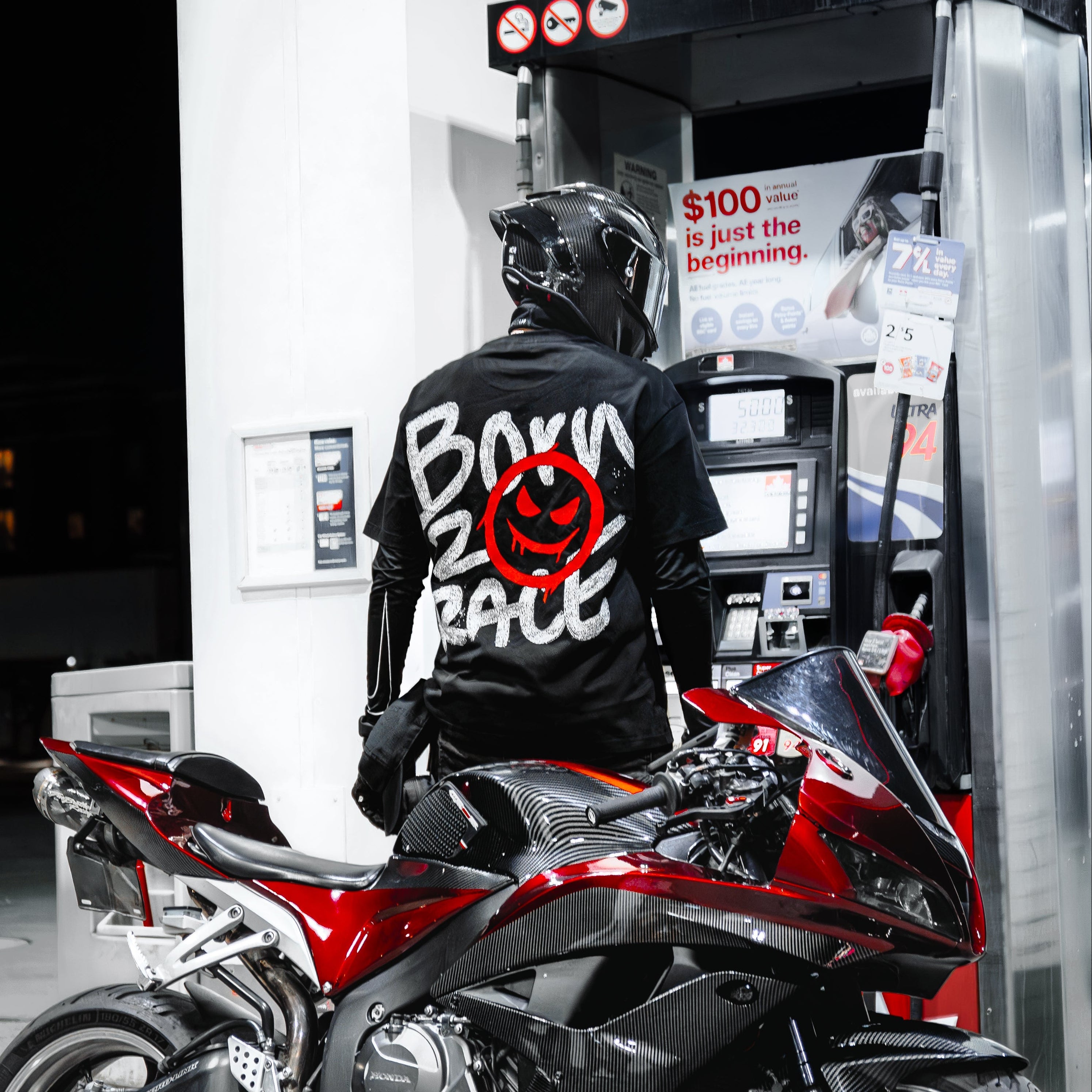 "BORN 2 RACE" RED TEE