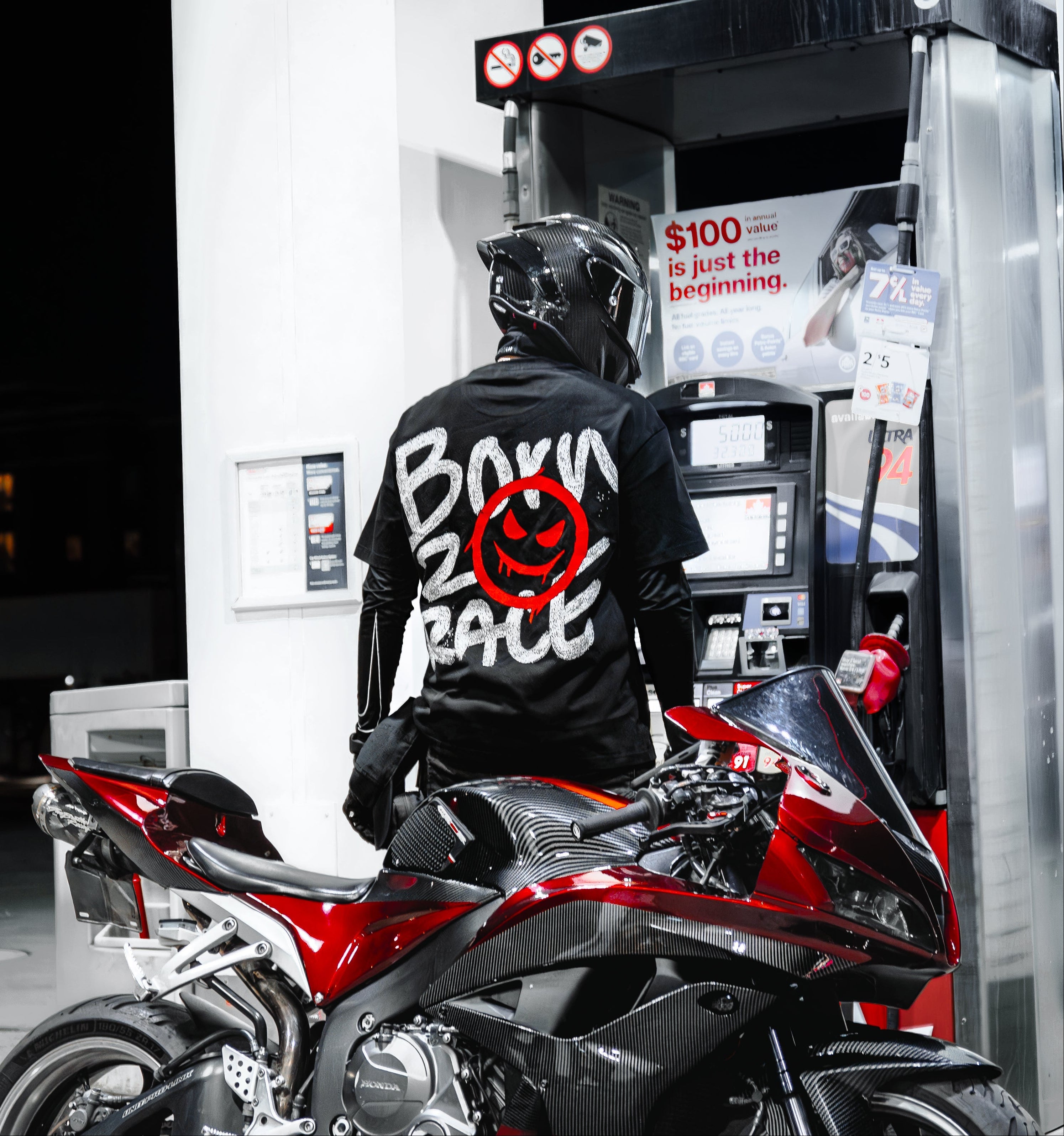 "BORN 2 RACE" RED TEE