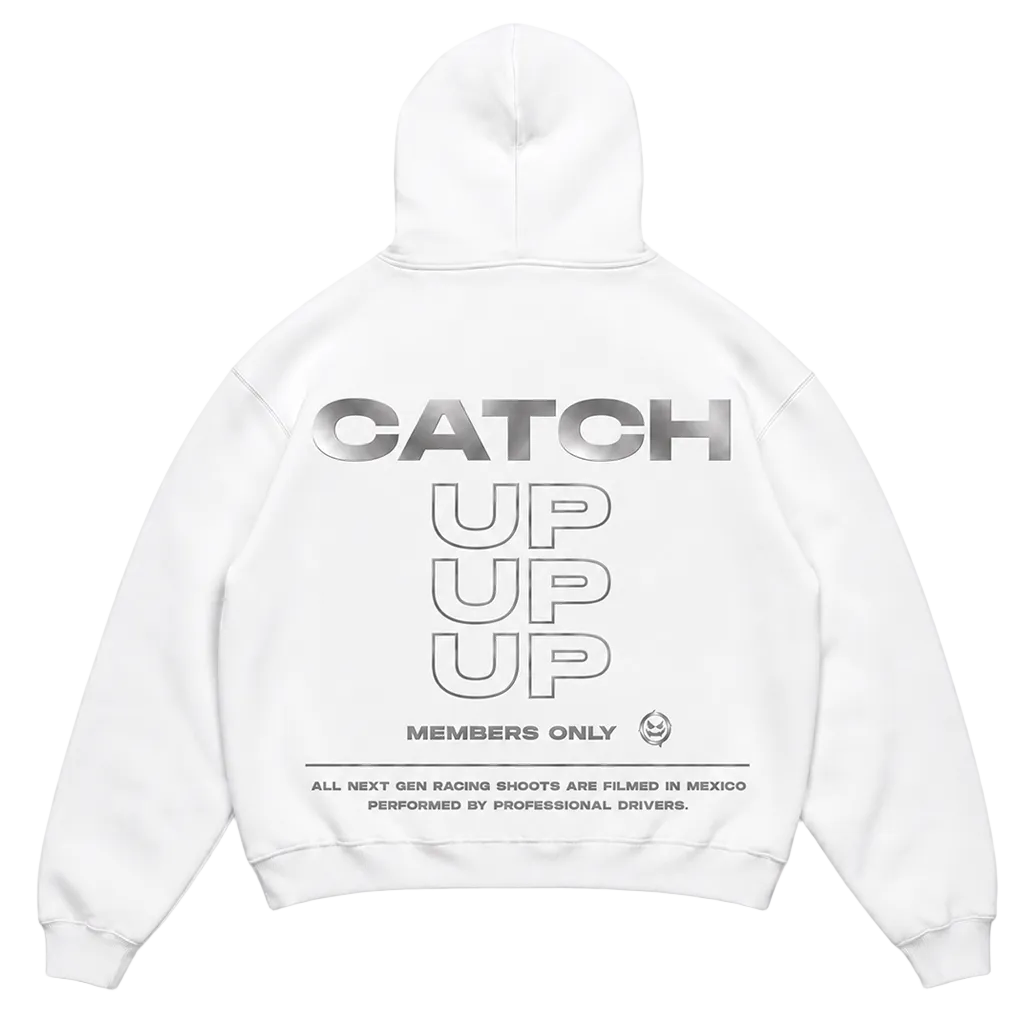 "CATCH UP" REFLECTIVE HOODIE (WHITE)
