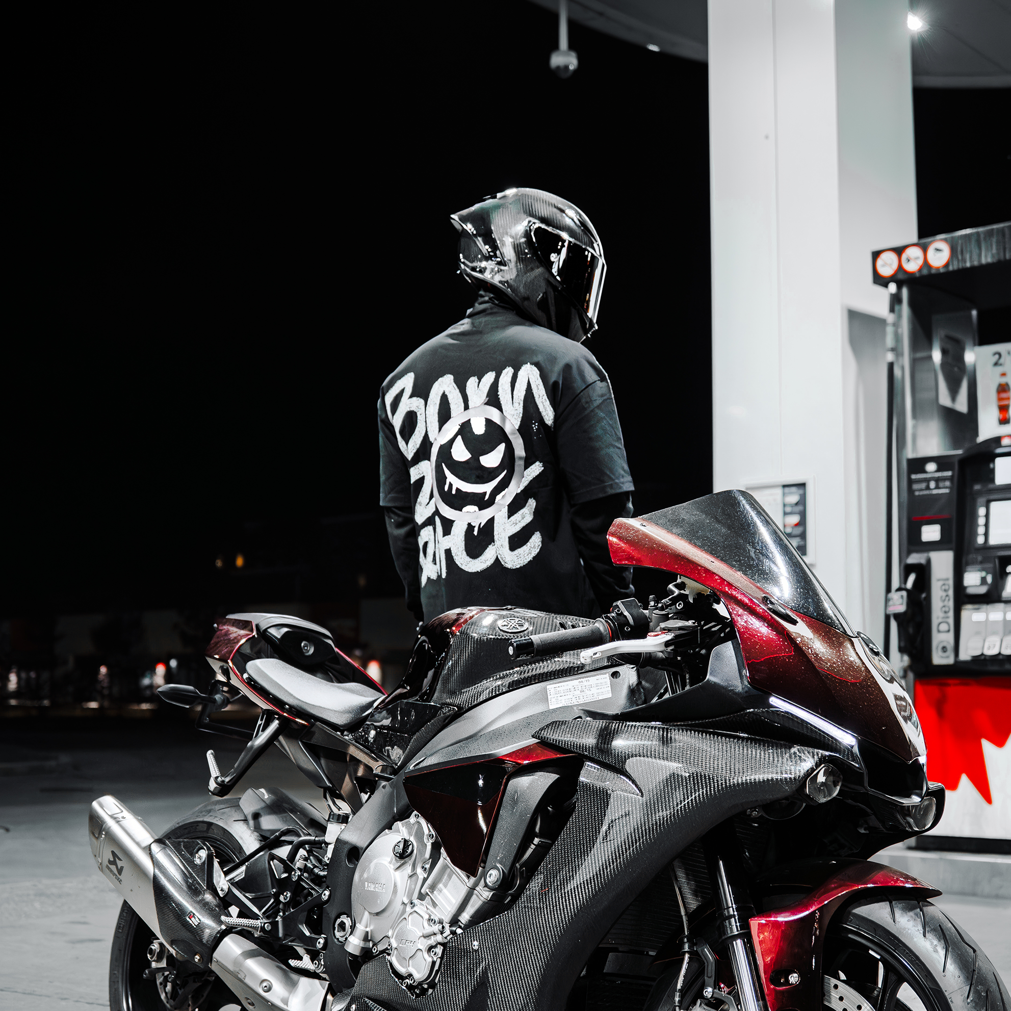 "BORN 2 RACE" WHITE TEE
